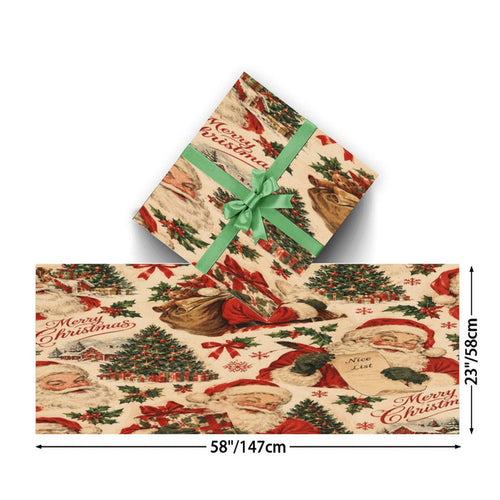 3Pack Gift Wrapping Paper Sheets Old School Santa  (Made in USA)