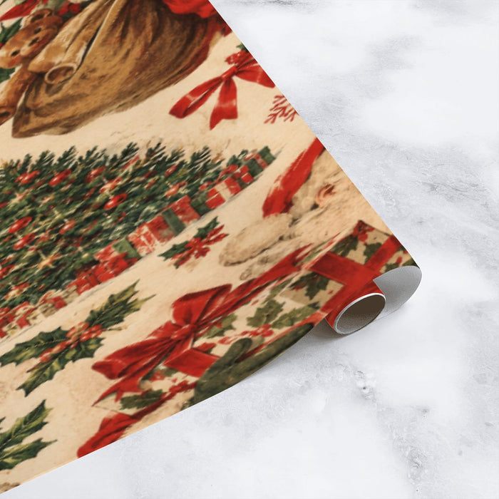 3Pack Gift Wrapping Paper Sheets Old School Santa  (Made in USA)