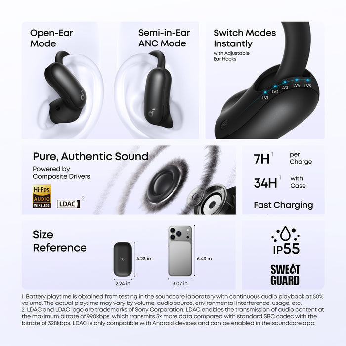 AeroFit 2 Pro | 2-in-1 Earbuds that Switch Between Open-Ear and ANC Modes