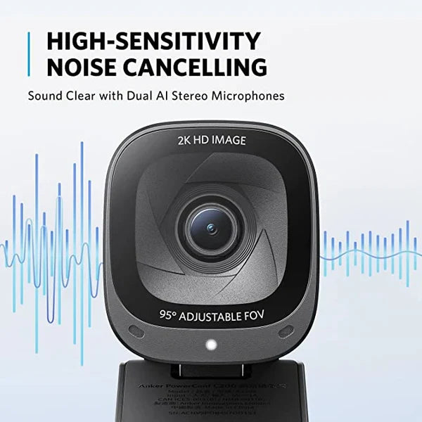 Anker PowerConf C200 2K Webcam | AI-Noise Canceling Mics