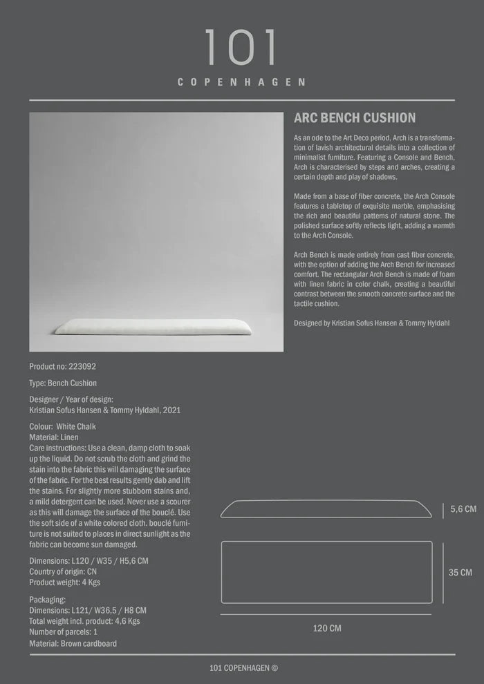 Arc Bench Cushion, Linen Cushions 101 Copenhagen
