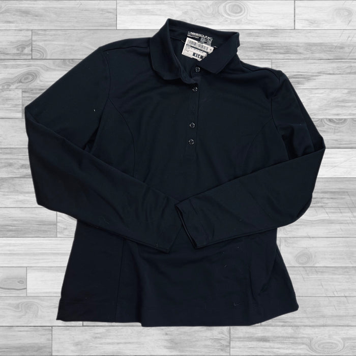 Athletic Top Long Sleeve Collar By Nike In Black, Size: M