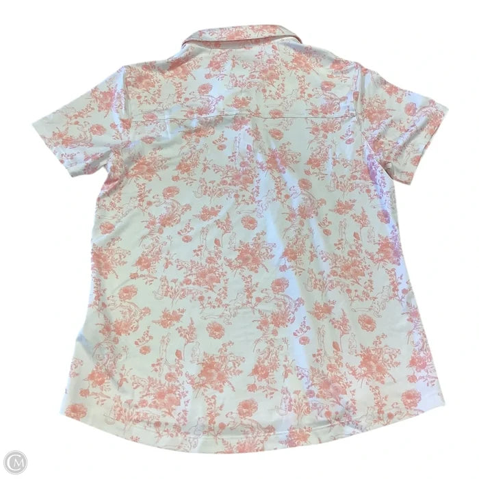 Athletic Top Short Sleeve By Puma In Pink & White, Size: M