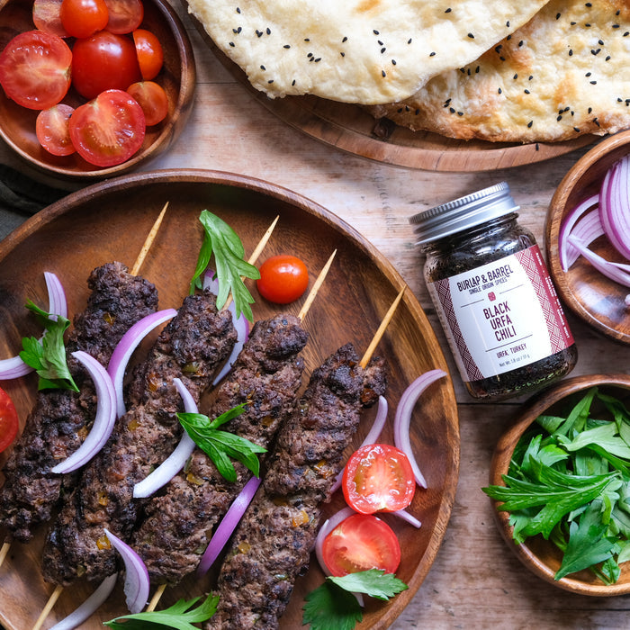 Kebabs made with Black Urfa Chili from Burlap & Barrel