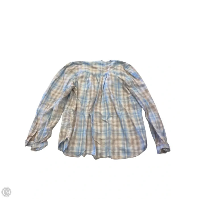 Blouse Long Sleeve By Loft In Blue & Brown, Size: M