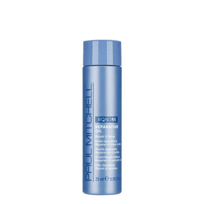 A bottle of Bond Rx Reparative Oil on a white background