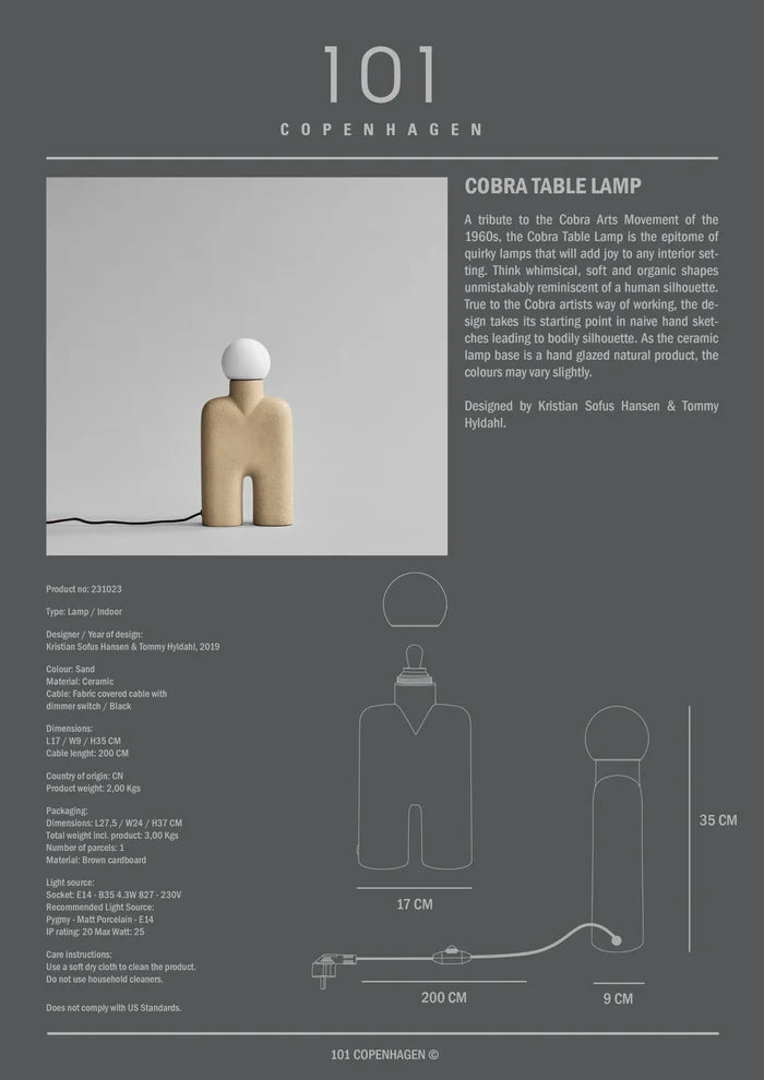 Cobra Table Lamp - Sand Table Lamp 101 Copenhagen