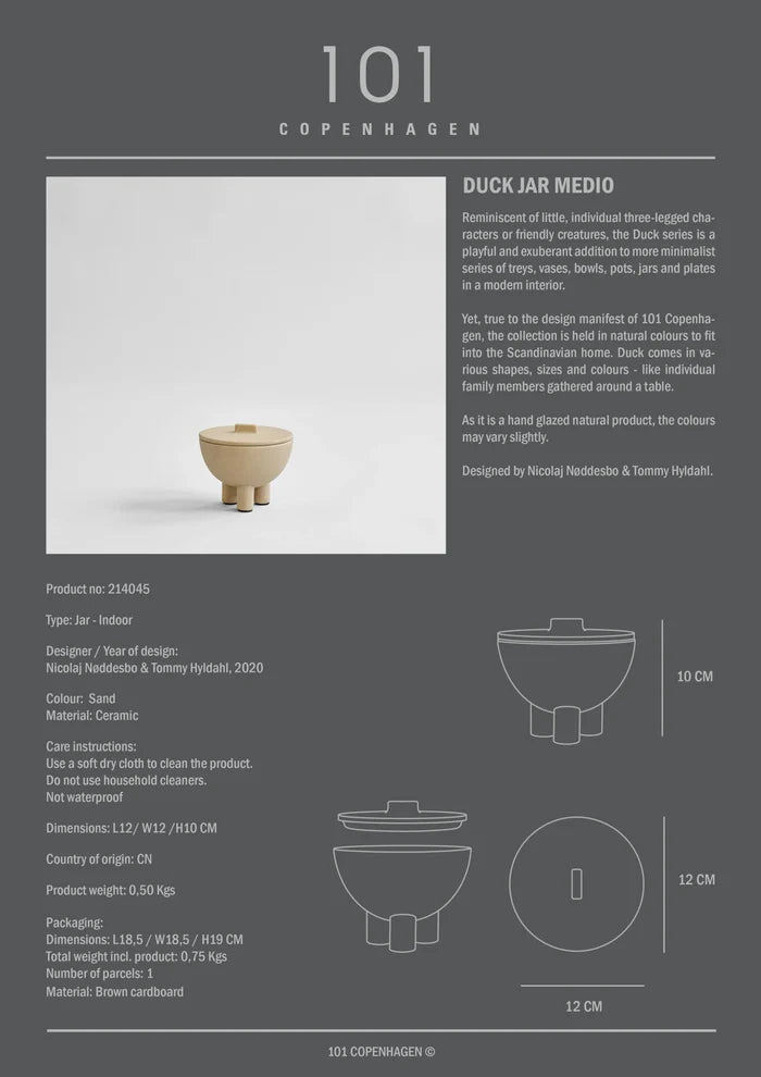 Duck Jar, Medio - Sand Decorative Jar 101 Copenhagen