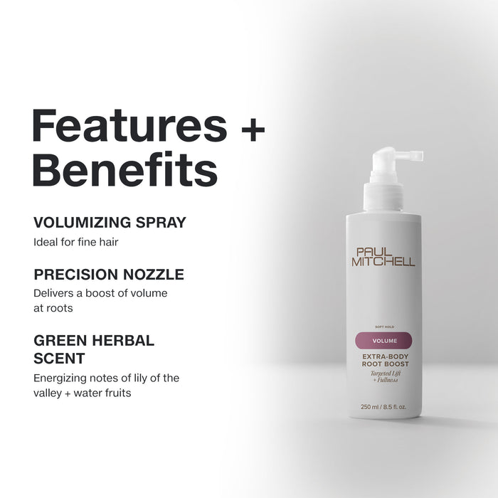 Features and benefits infographic for Extra-Body Root Boost