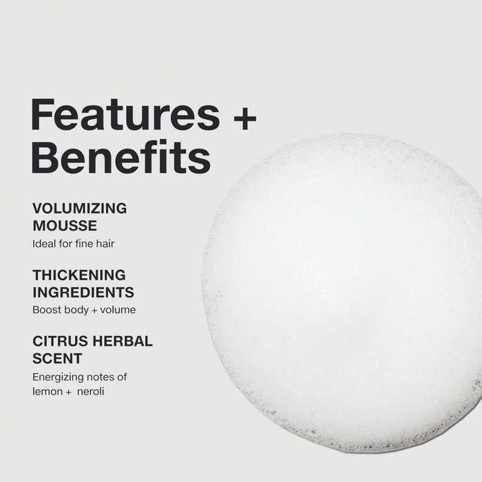 Features and benefits smear infographic for Paul Mitchell Extra-Body Scukpting Foam
