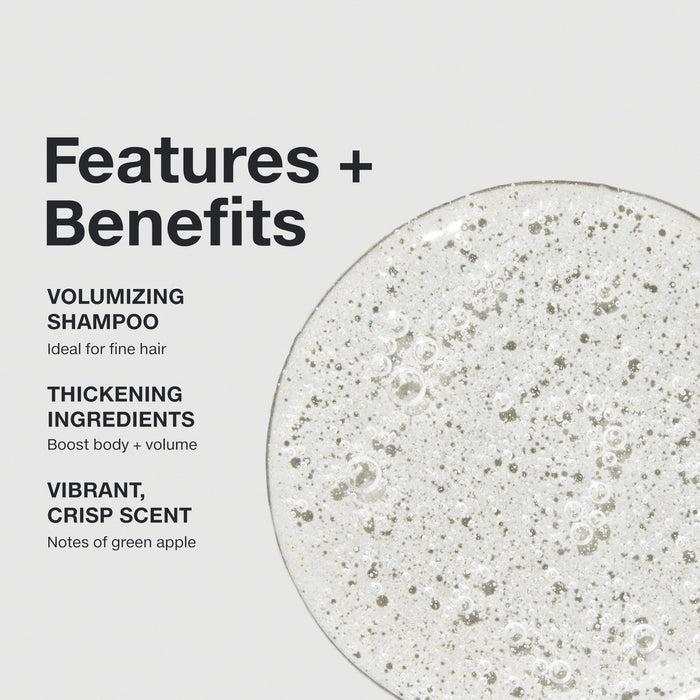 Features and benefits smear infographic for Paul Mitchell Extra-Body Shampoo