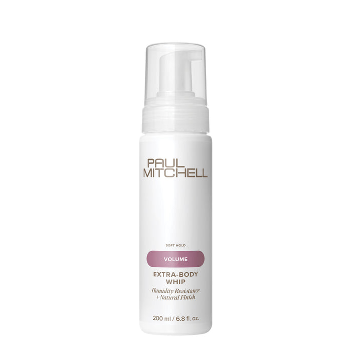 Paul Mitchell Extra-Body Whip is a conditioning, alcohol-free mousse that delivers airy volume.