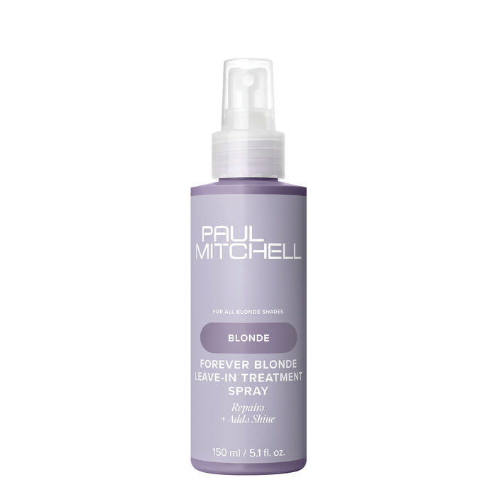 A bottle of Paul Mitchell Forever Blonde Leave-In Treatment Spray on a white background