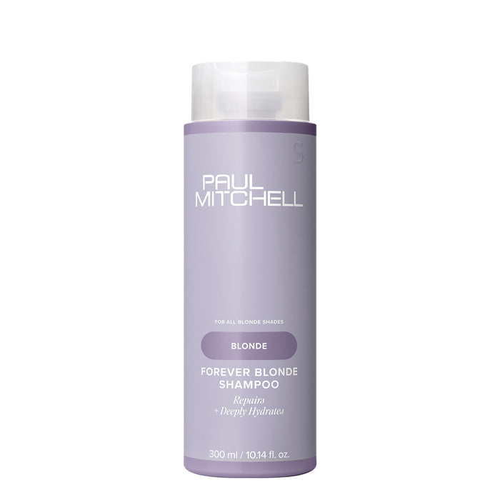 A bottle of Paul Mitchell Forever Blonde Shampoo on a white background