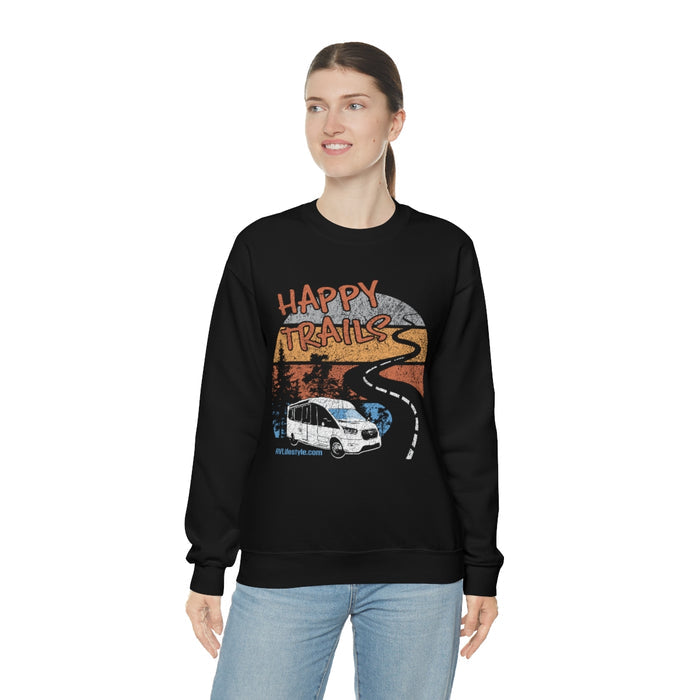 Happy Trails Unisex Heavy Blend™ Crewneck Sweatshirt - Black, Forest Green, Dark Heather, Navy