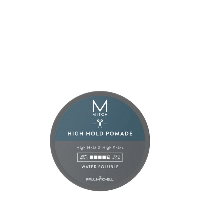 Pomade container with branding on a white background