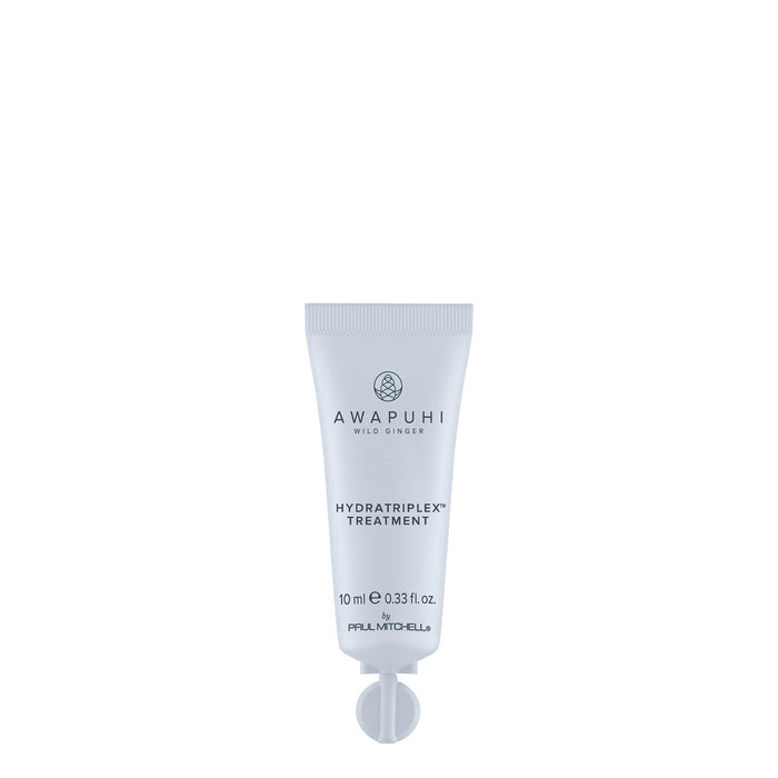 A travel size tube of Awapuhi Wild Ginger HydraTriplex Treatment.