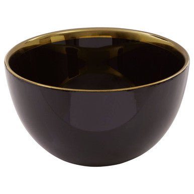 Ida Black Glass Bowl with Gold Rim