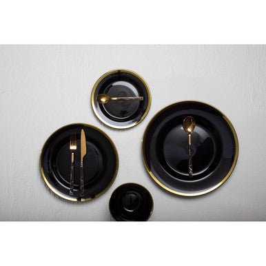Ida Black Glass Bowl with Gold Rim