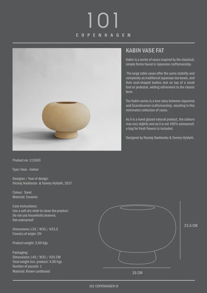 Kabin Vase, Fat - Sand Vases 101 Copenhagen