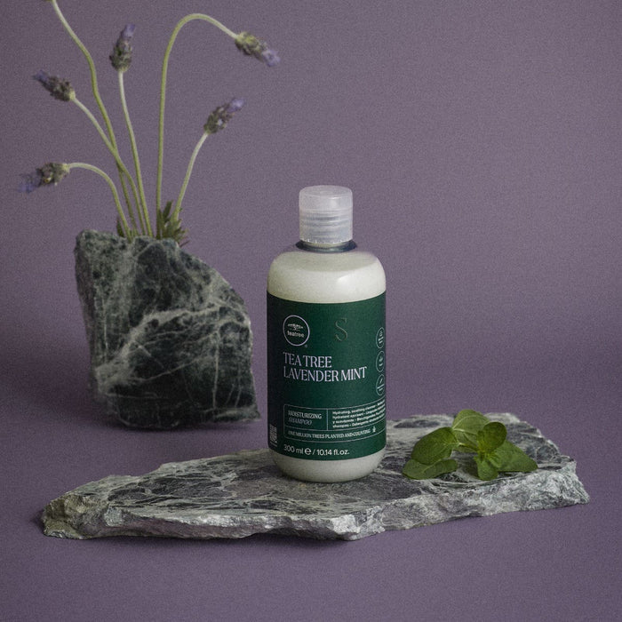 Lavender Mint Moisturizing Shampoo in a artistic setting