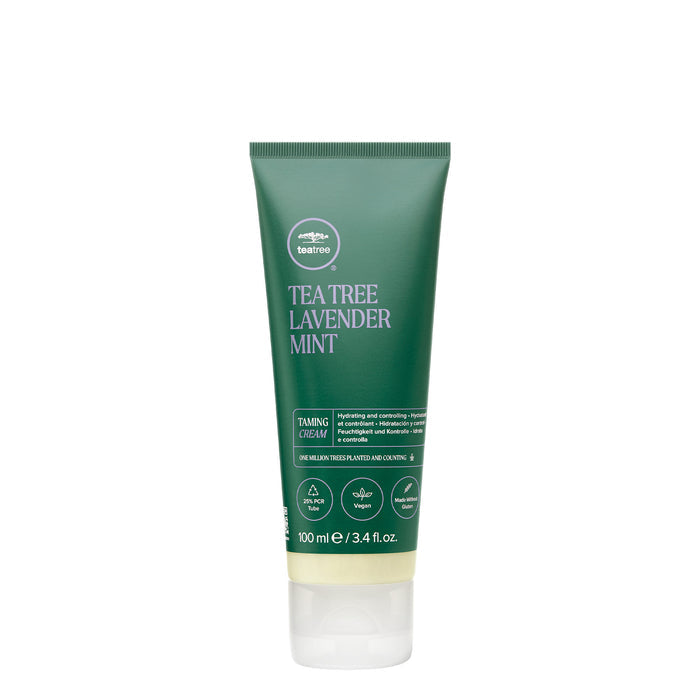 A tube of Tea Tree Lavender Mint Taming Cream on a white background