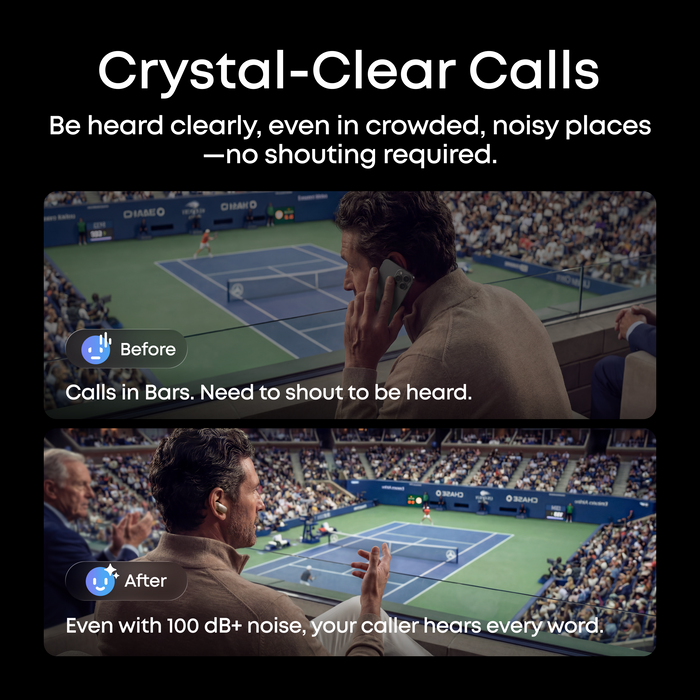 Men wear liberty 5 pro max to enjoy clear calls in noise environment