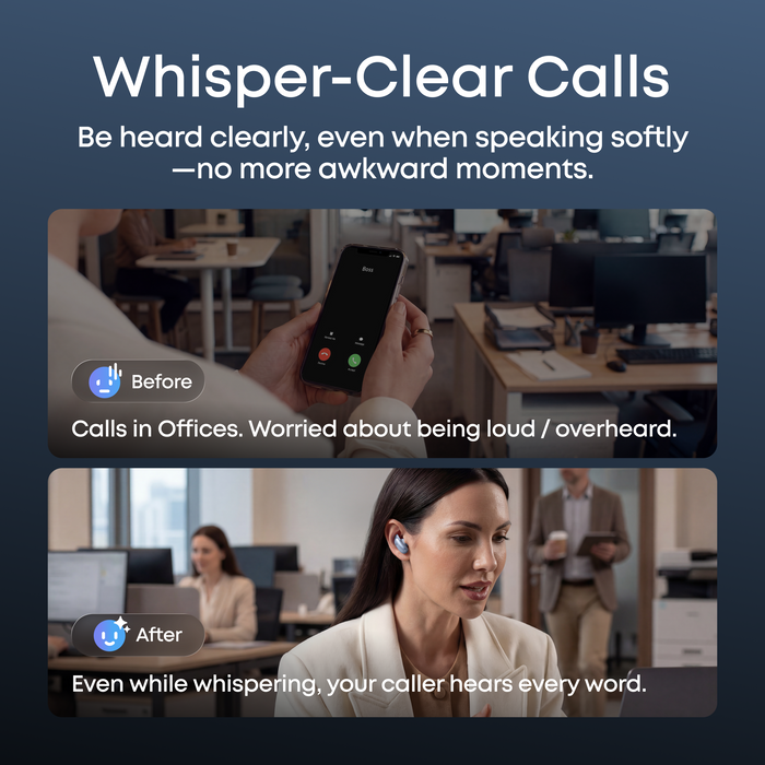 soundcore Liberty 5 Pro noise cancelling earbuds whisper-clear call quality in office - be heard clearly even when speaking softly without disturbing others