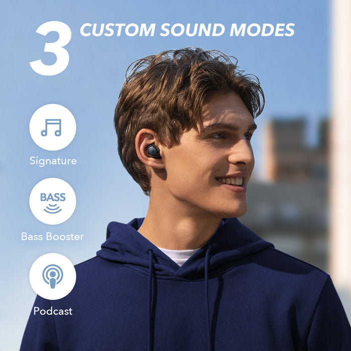 soundcore wireless earbuds with three custom sound modes