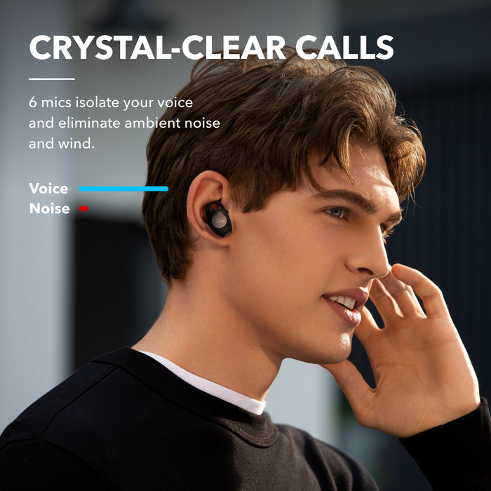 soundcore earbuds with 6 mics for crystal-clear calls