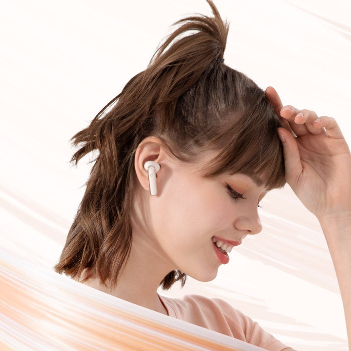 soundcore wireless earbud with sleek white design for music