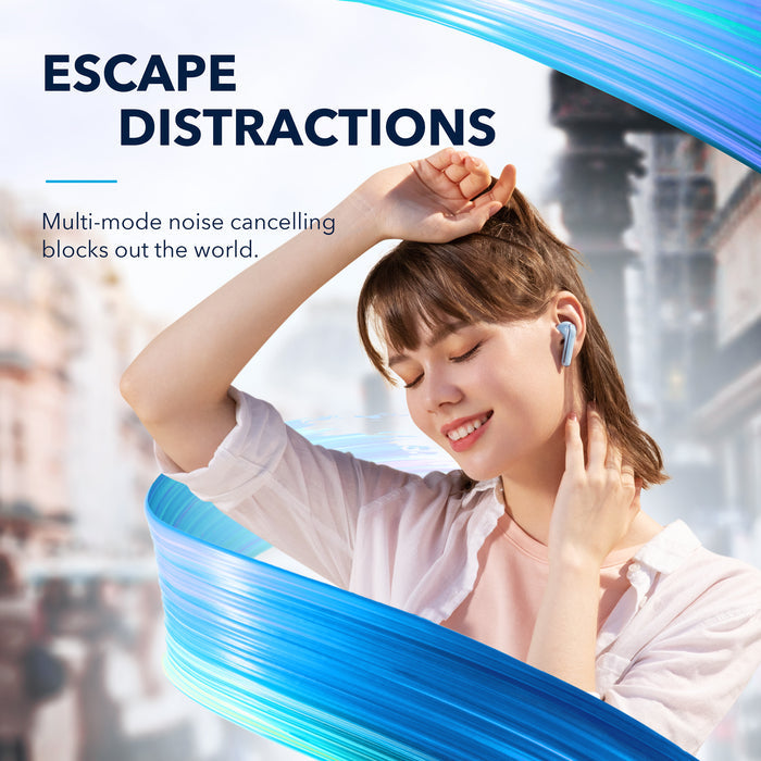soundcore wireless earbuds with multi-mode noise cancelling for quiet listening