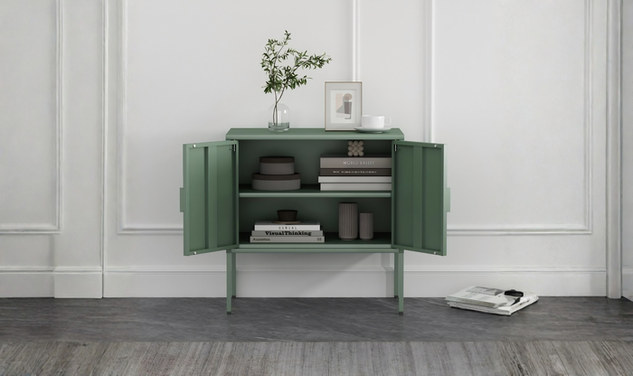 Manhattan Comfort Amelia Metal Accent Cabinet-Jennifer Furniture