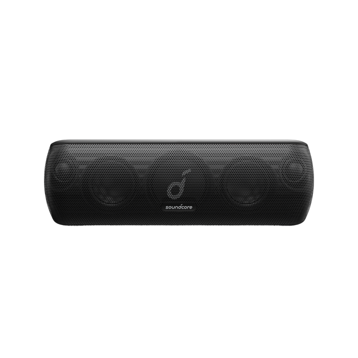 soundcore black speaker with sleek mesh design