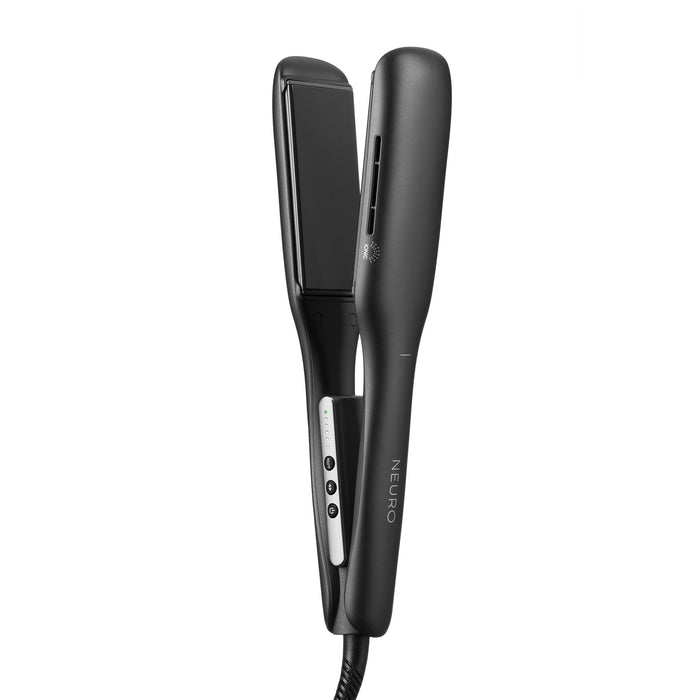 The Neuro Smooth+ 1.75" flat iron features extra-wide plates for faster styling of long, thick or curly hair.
