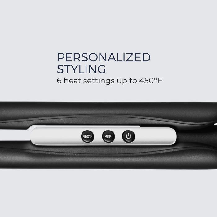 The Neuro Smooth+ 1.75" Ceramic Straightening & Styling Iron has adjustable heat settings up to 450°F  for every hair type.