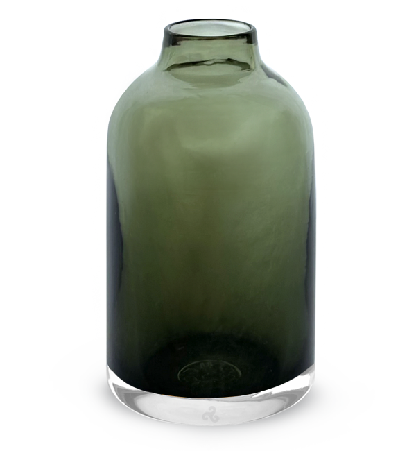 transparent olive hand-blown glass flower bud vase