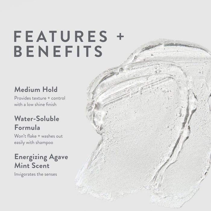 Features and benefits smear infographic for Mitch Origanal Pomade