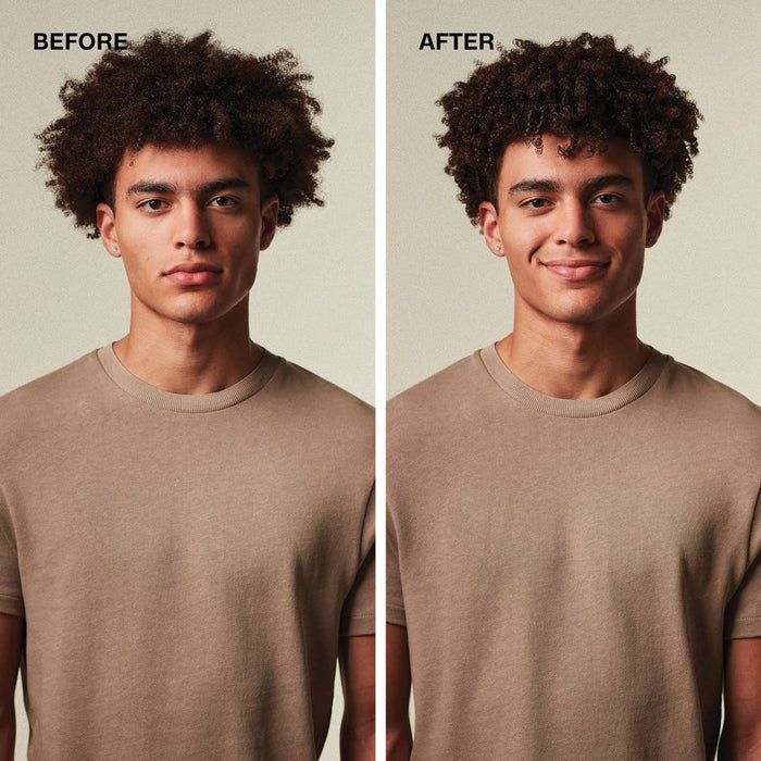 Before and after styling men’s coily hair with MITCH Original Pomade.