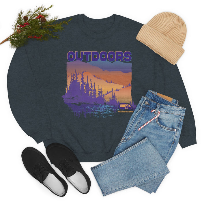 Outdoors Unisex Heavy Blend™ Crewneck Sweatshirt - Black, Forest Green, Dark Heather, Navy