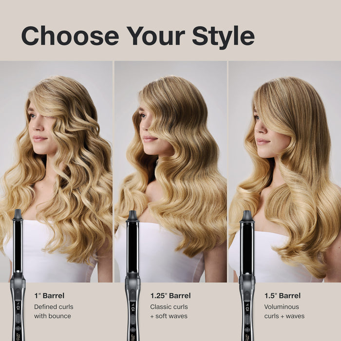 The Paul Mitchell Clipped 3-in-1 Ceramic Interchangeable Curling Iron has 3 clip barrels to create infinite styles.