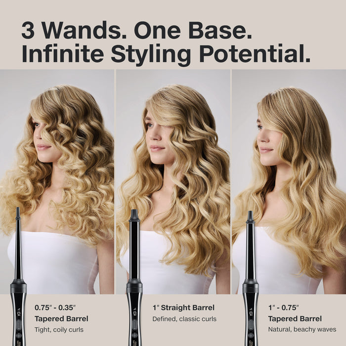 Paul Mitchell Unclipped 3-in-1 Ceramic Interchangeable Curling Wand has wands to create infinite styles.