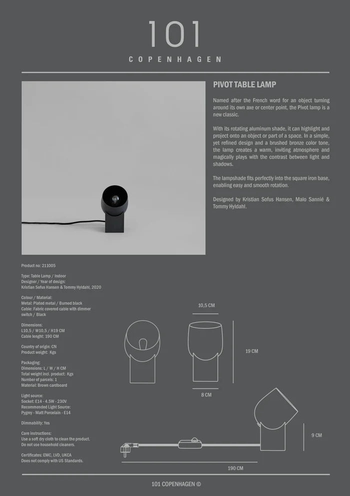 Pivot Table Lamp - Bronze Table Lamp 101 Copenhagen