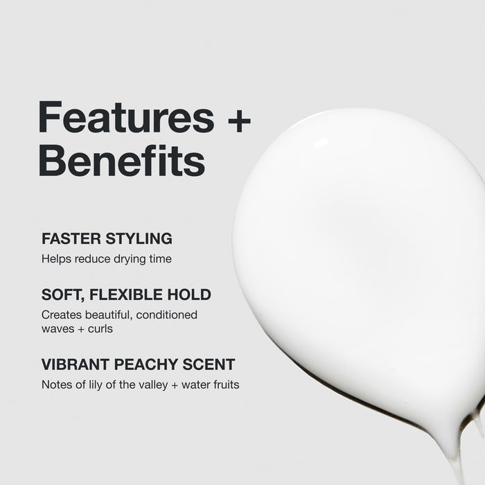 Features and benefits smear inforgraphic for Paul MItchell Quick Slip Styling Cream