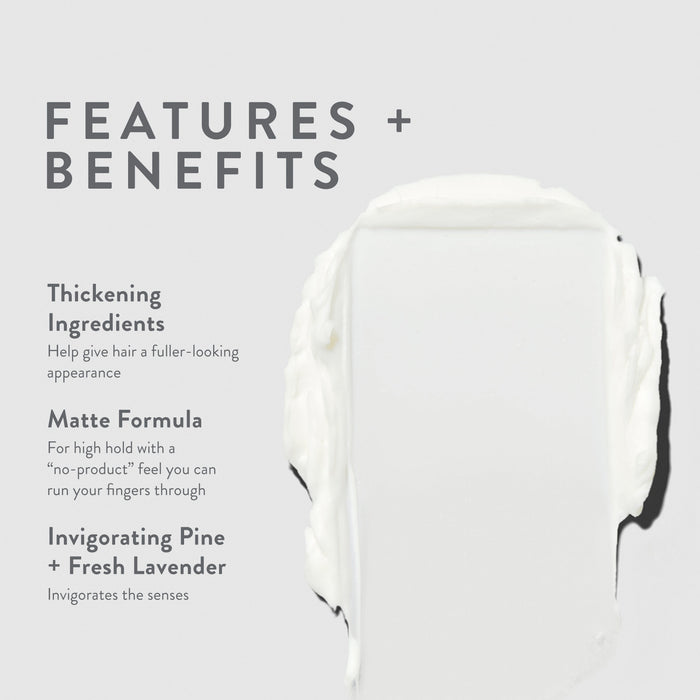 Features and benefits smear infographic for Mitch Reformer Texture Cream