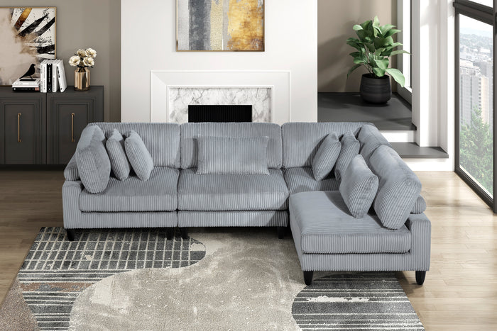 Robstown Grey Corduroy Modular Sectional Collection