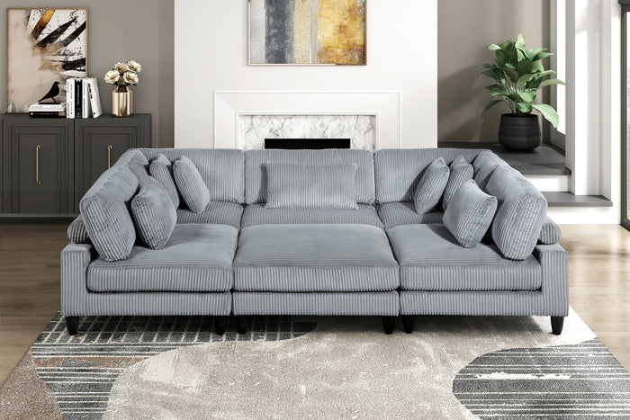 Robstown Grey Corduroy Modular Sectional Collection