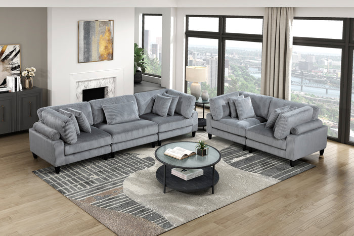 Robstown Grey Corduroy Modular Sectional Collection