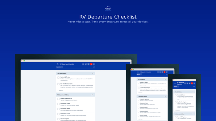 RV Departure Day Checklist App