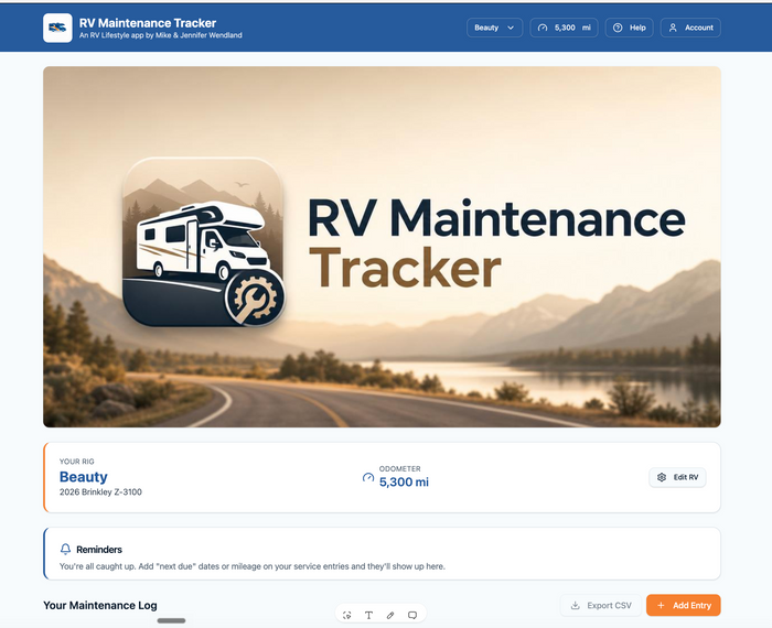 RV Maintenance Tracker app — One Purchase, Lifetime Peace of Mind
